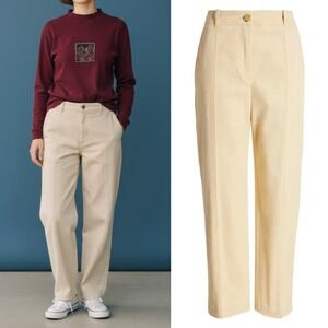 NWT BOSS TECARINO-W Beige Neutral Tailored Stretch Crop‎ Pants Minimalist Sz 8